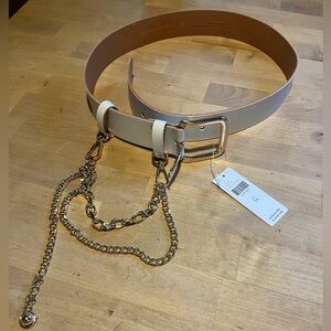 Anthropologie Cream Belt with Gold Chain
